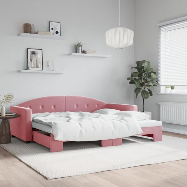 ARDEBO.de - Tagesbett Ausziehbar Rosa 90x200 cm Samt