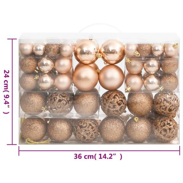 111-tlg. Weihnachtskugel-Set Rosegold Polystyrol