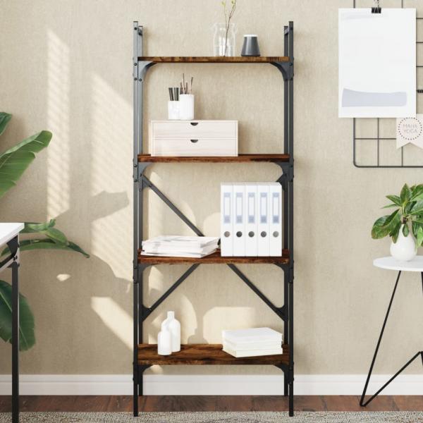 ARDEBO.de - Bücherregal 4 Fächer Räuchereiche 56x31,5x138,5cm Holzwerkstoff