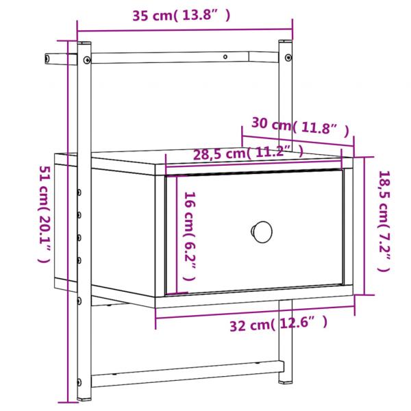 Wand-Nachttische 2 Stk. Braun Eiche 35x30x51 cm Holzwerkstoff