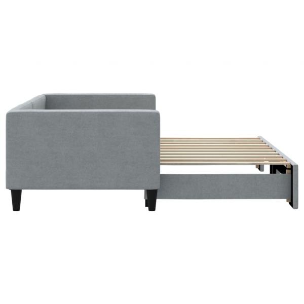 Tagesbett Ausziehbar Hellgrau 90x190 cm Stoff