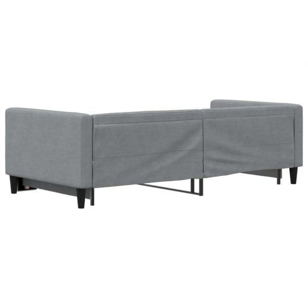 Tagesbett Ausziehbar Hellgrau 90x190 cm Stoff