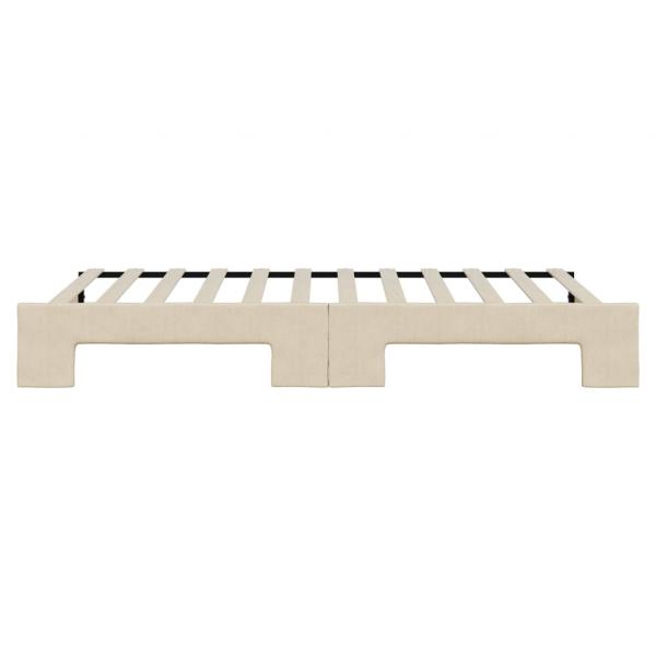 Tagesbett Ausziehbar Creme 100x200 cm Stoff