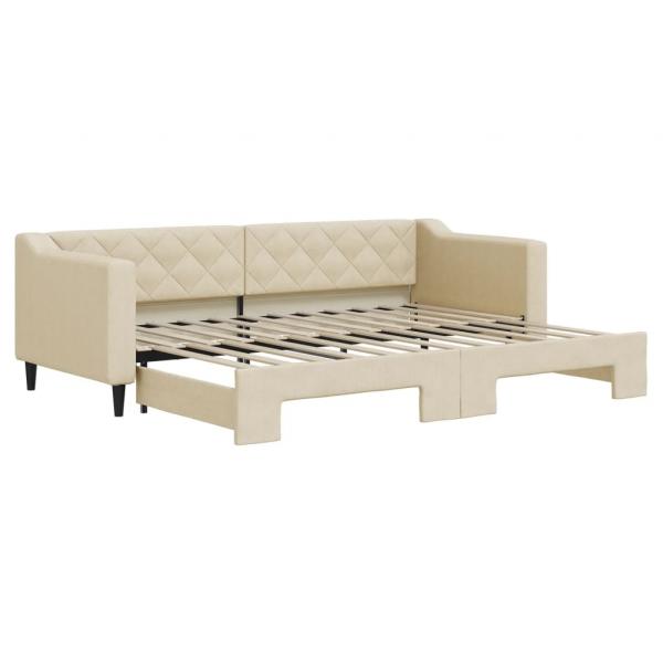 Tagesbett Ausziehbar Creme 80x200 cm Stoff