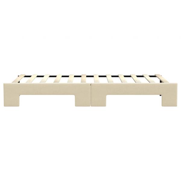 Tagesbett Ausziehbar Creme 80x200 cm Stoff
