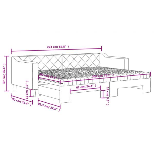 Tagesbett Ausziehbar mit Matratzen Taupe 80x200 cm Stoff