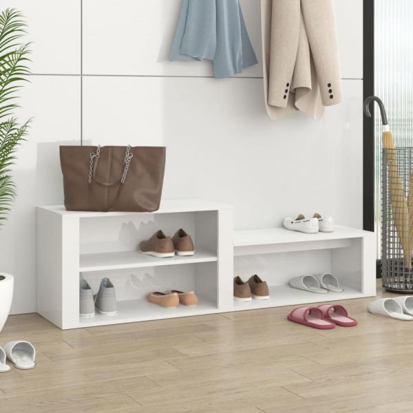 ARDEBO.de - Schuhschrank Hochglanz-Weiß 150x35x45 cm Holzwerkstoff