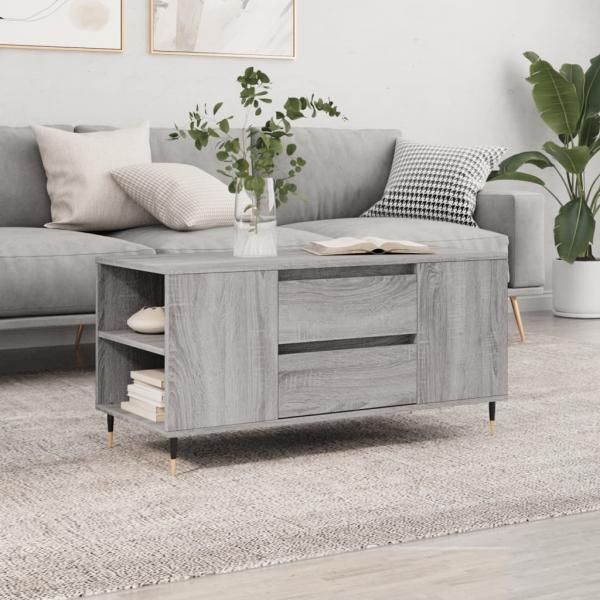 ARDEBO.de - Couchtisch Grau Sonoma 102x44,5x50 cm Holzwerkstoff