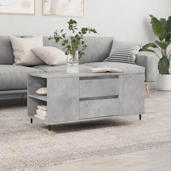 ARDEBO.de - Couchtisch Betongrau 102x44,5x50 cm Holzwerkstoff