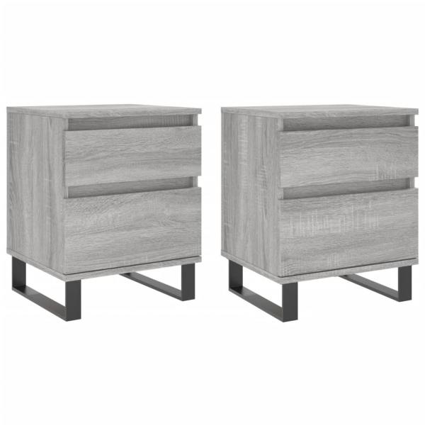 Nachttische 2 Stk. Grau Sonoma 40x35x50 cm Holzwerkstoff