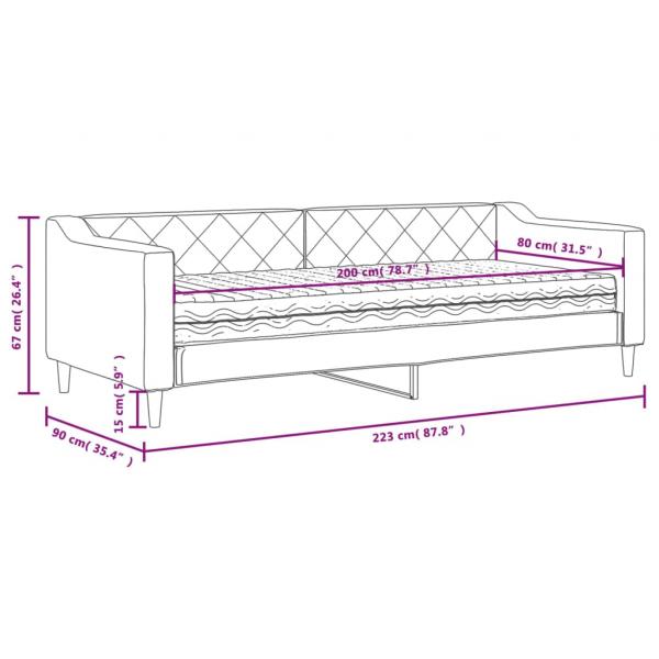 Tagesbett mit Matratze Taupe 80x200 cm Stoff