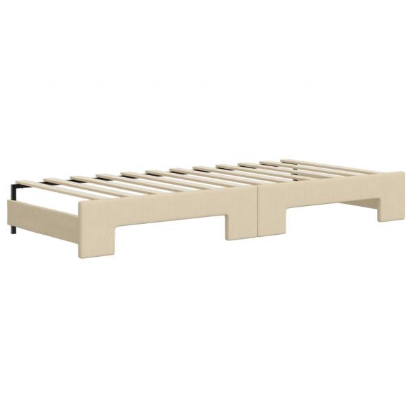 Tagesbett Ausziehbar mit Schubladen Creme 80x200 cm Stoff