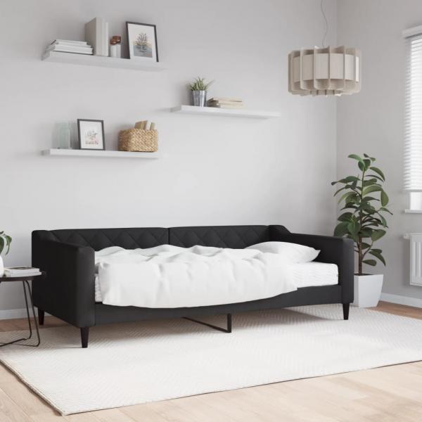 ARDEBO.de - Tagesbett mit Matratze Schwarz 90x190 cm Stoff