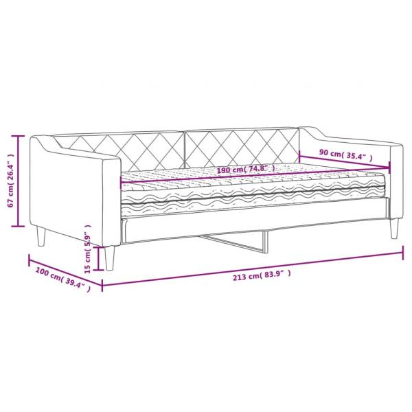 Tagesbett mit Matratze Schwarz 90x190 cm Stoff