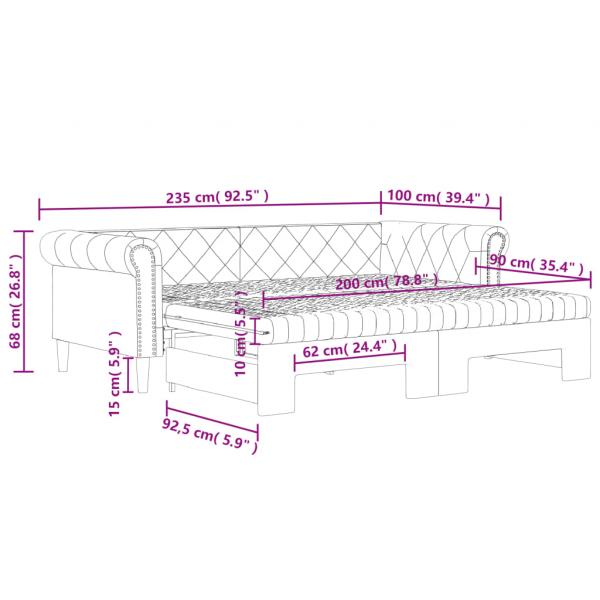 Tagesbett Ausziehbar mit Matratzen Schwarz 90x200 cm Kunstleder