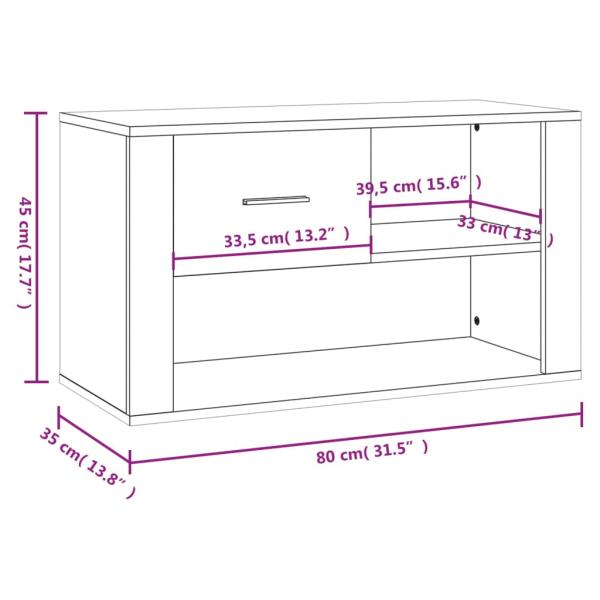 ARDEBO.de - Schuhschrank Sonoma-Eiche 80x35x45 cm Holzwerkstoff