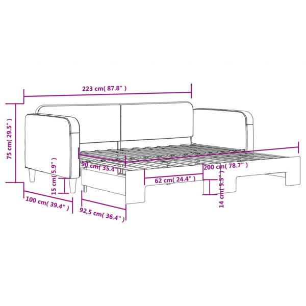Tagesbett Ausziehbar Dunkelgrau 90x200 cm Stoff