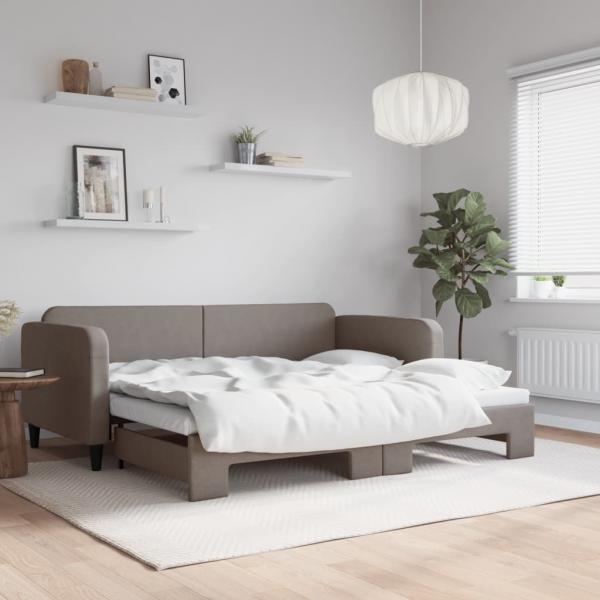 ARDEBO.de - Tagesbett Ausziehbar Taupe 90x200 cm Stoff