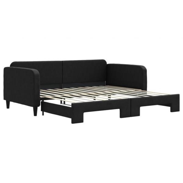 Tagesbett Ausziehbar Schwarz 100x200 cm Stoff
