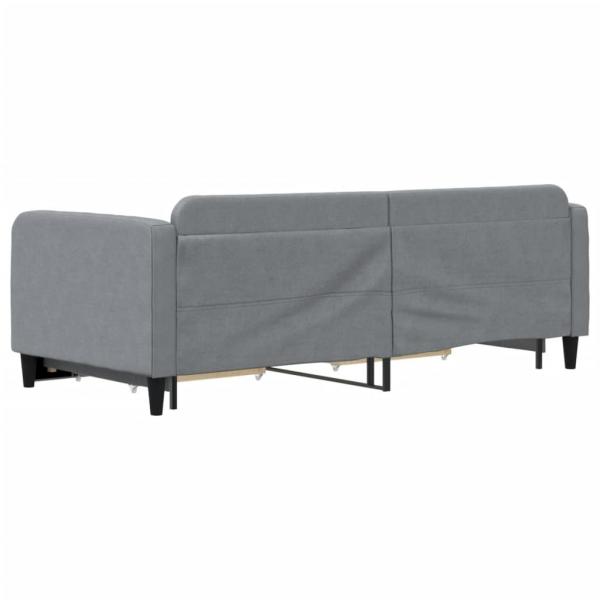 Tagesbett Ausziehbar mit Schubladen Hellgrau 90x190 cm Stoff