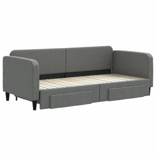 Tagesbett Ausziehbar mit Schubladen Dunkelgrau 90x200 cm Stoff