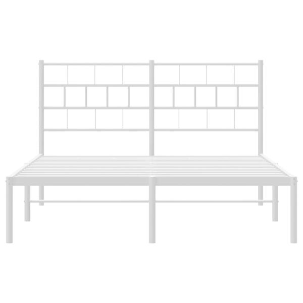 Bettgestell mit Kopfteil Metall Weiß 150x200 cm