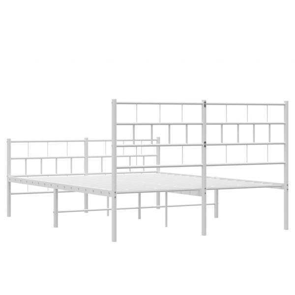 Bettgestell mit Kopf- und Fußteil Metall Weiß 135x190 cm