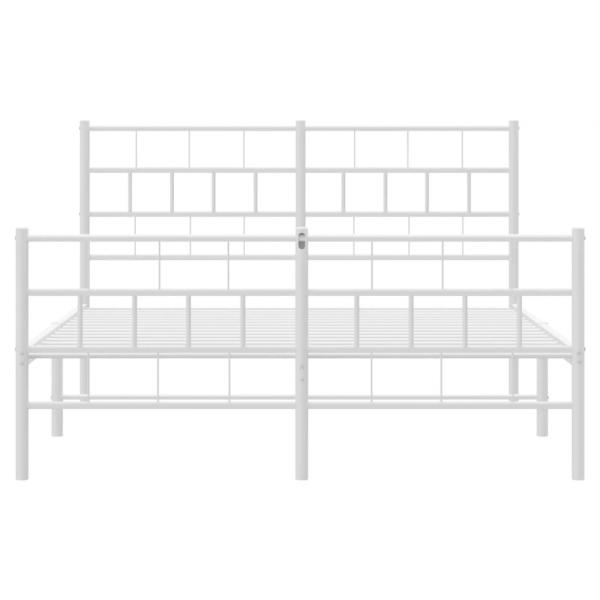 Bettgestell mit Kopf- und Fußteil Metall Weiß 150x200 cm