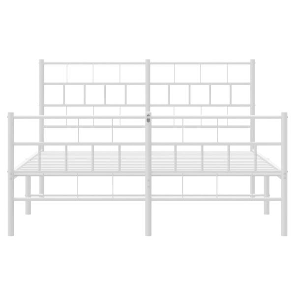 Bettgestell mit Kopf- und Fußteil Metall Weiß 160x200 cm