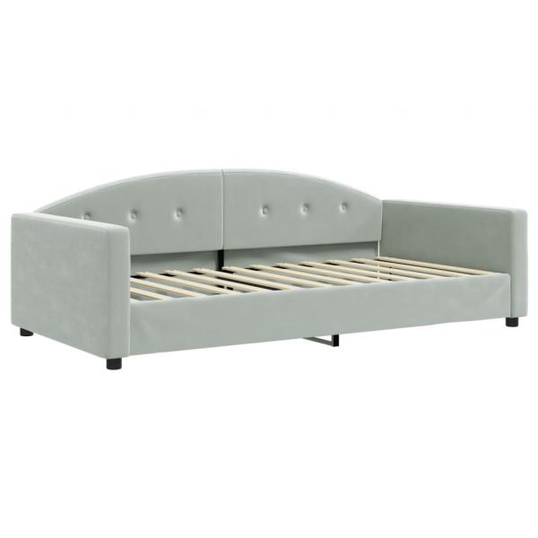 Tagesbett Ausziehbar mit Schubladen Hellgrau 100x200 cm Samt