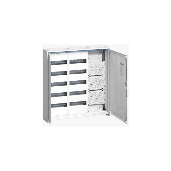 ARDEBO.de Hager FWB53K1 Feldverteiler AP, univers, IP31, SKII, 120PLE+Mediafeld, mit geschlitzer Tür, 800x800x161mm, QuickConnect