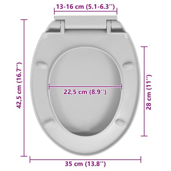 Toilettensitz mit Absenkautomatik Quick-Release Hellgrau Oval