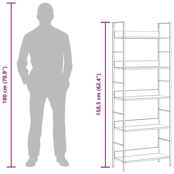 Bücherregal 5 Regalböden Weiß 60x27,6x158,5 cm Holzwerkstoff