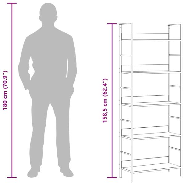 Bücherregal 5 Regalböden Weiß 60x27,6x158,5 cm Holzwerkstoff