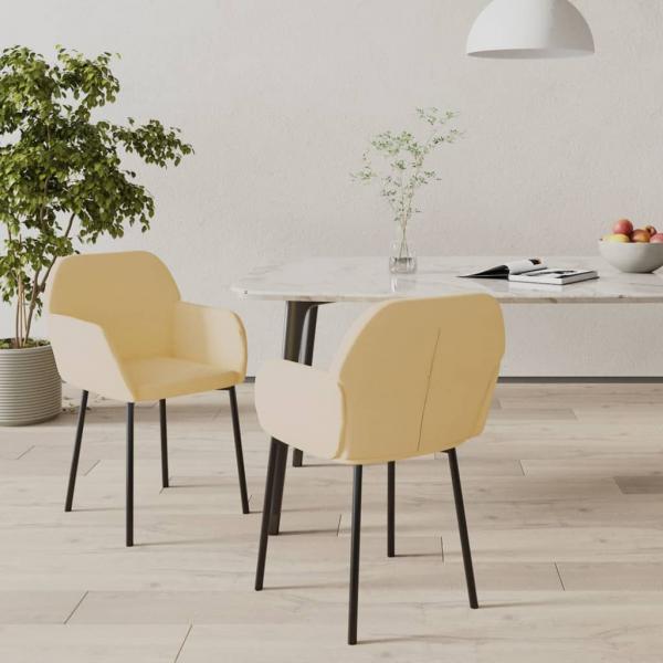 ARDEBO.de - Esszimmerstühle 2 Stk. Creme Samt