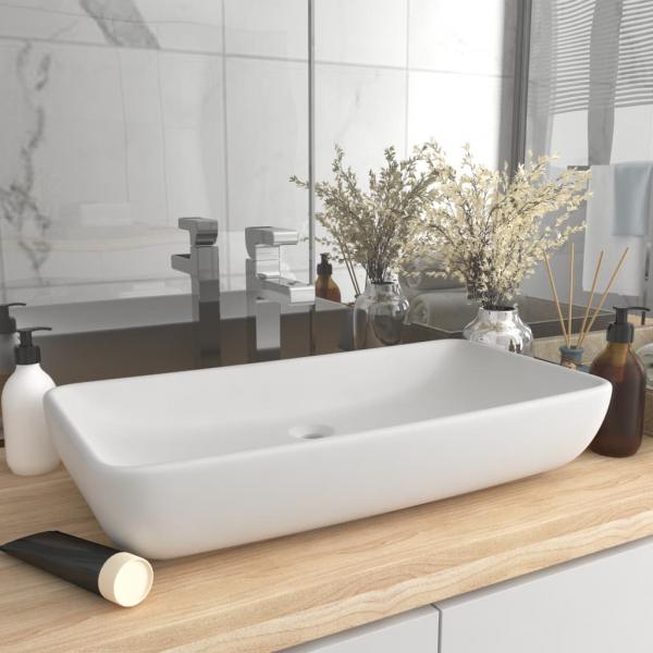 ARDEBO.de - Luxus-Waschbecken Rechteckig Matt Weiß 71x38 cm Keramik