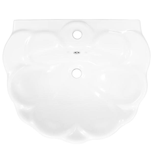 Freistehendes Waschbecken mit Säule Keramik Weiß 580x510x200 mm