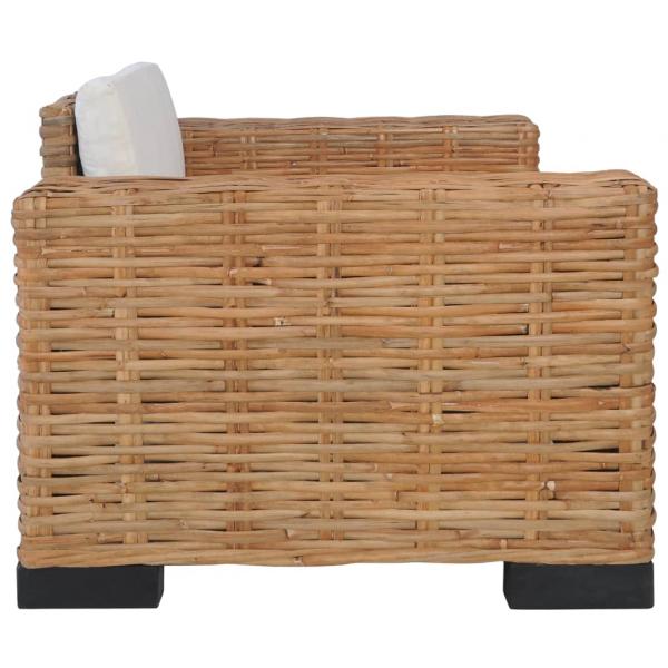 3-tlg. Sofagarnitur mit Auflagen Natur Rattan 