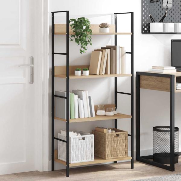 Bücherregal 4 Regalböden Eiche 60×27,6×124,5 cm Holzwerkstoff