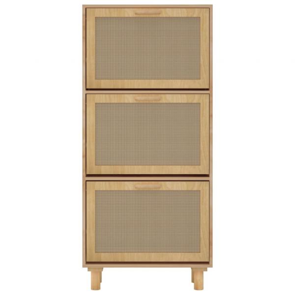 Schuhschrank Braun 52x25x115 cm Holzwerkstoff & Rattan Natur