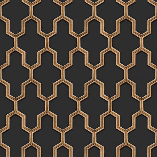 DUTCH WALLCOVERINGS Tapete Geometric Schwarz und Golden