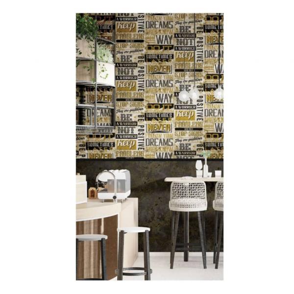 ARDEBO.de - Noordwand Tapete Friends & Coffee Words and Letters Metallic & Schwarz