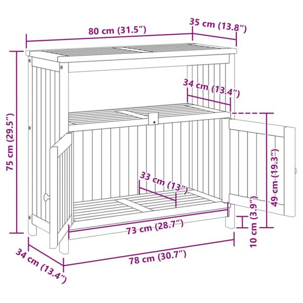Garten-Konsolentisch 80x35x75 cm Massivholz Akazie