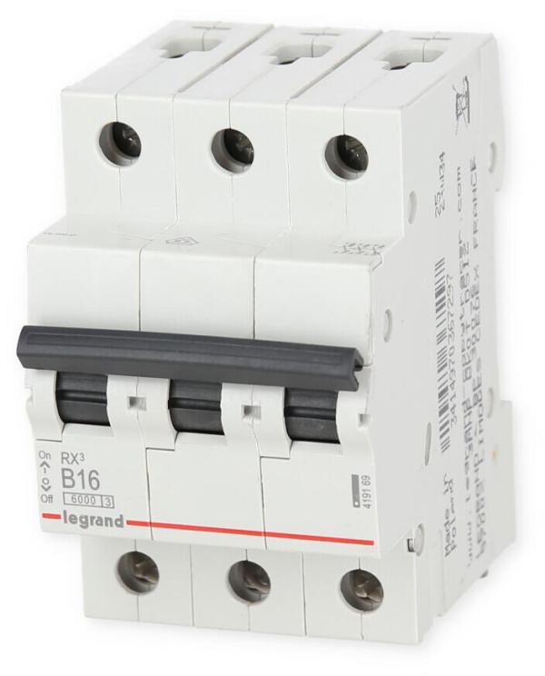 Legrand RX3 Leitungsschutzschalter B-Charakteristik, 16A, 3-polig, 6kA, 400VAC, 3TE (419169)