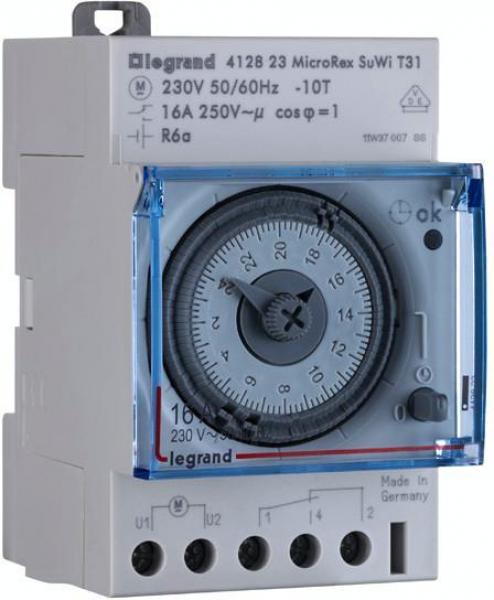 Legrand MicroRex T31 Su/Wi Tagesschaltuhr, 230V, analog, 1 Kanal, IP20 (412823)