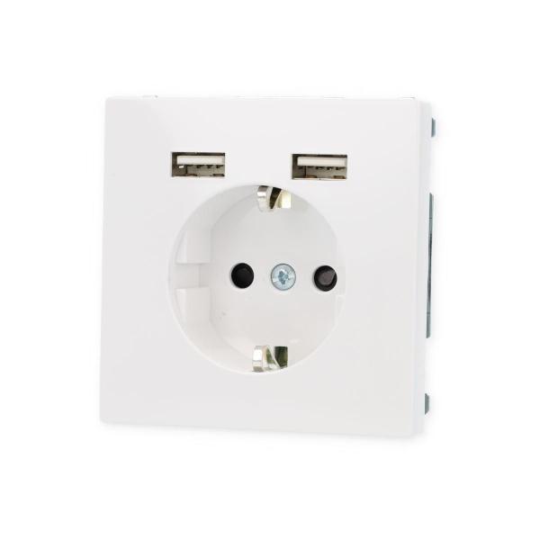 Merten MEG2366-6035 Schuko-Steckdosen-Einsatz mit USB Ladegerät 2,4 A, System Design, lotosweiß
