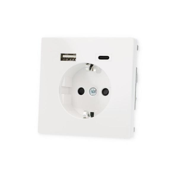 Merten MEG2367-6035 SCHUKO Steckdose mit USB-Ladegerät Typ A und Typ C / 3,0 A, System Design, lotusweiß