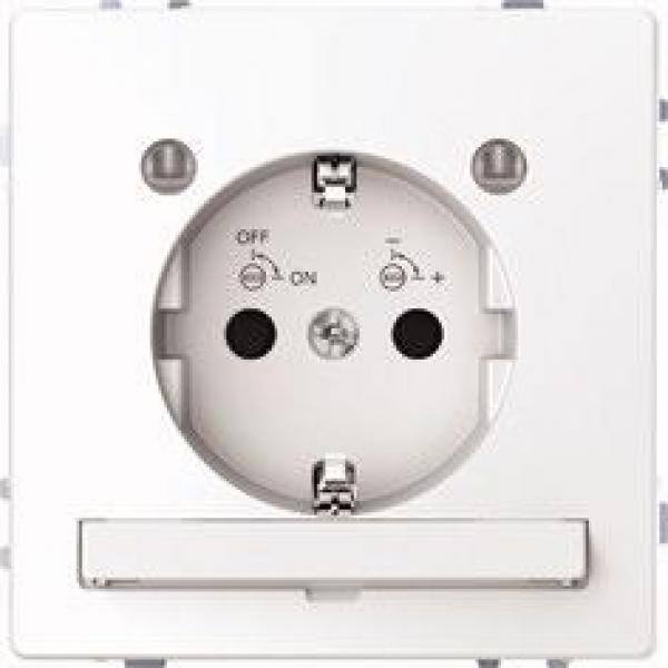 ARDEBO.de Merten SCHUKO-Steckdose mit Lichtauslass und LED-Beleuchtungs-Modul, System Design, erhöhter BRS, Steckklemmen, lotosweiß (MEG2304-6035)