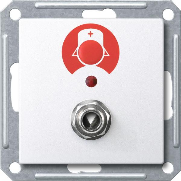 ARDEBO.de Merten Ruftaster mit Sysstemsteckdose für Birntaster, System M, Lichtfunktion, aktivweiß (MEG4847-0325)