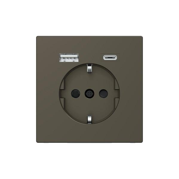 ARDEBO.de Merten MEG2367-6052 SCHUKO Steckdose mit USB-Ladegerät Typ A und Typ C / 3,0 A, System Design, moccametallic